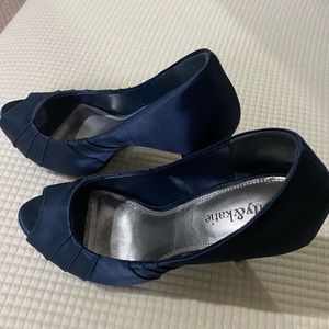 Navy Blue Satin Pump